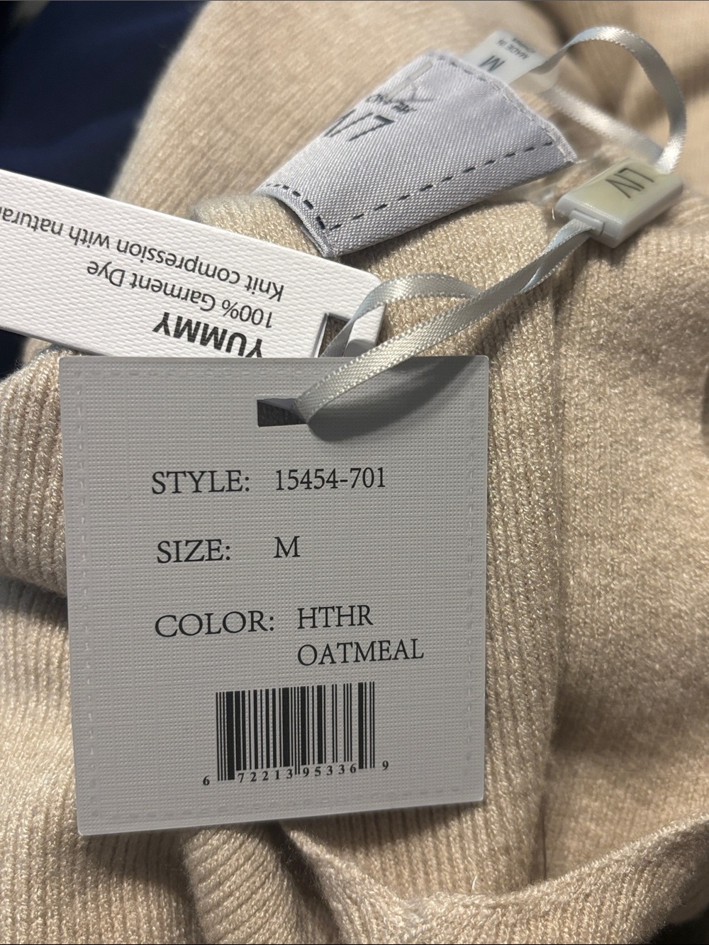 Liv Milano Heather Oatmeal Crewneck Sweater with Beaded Butterflies - Picture 6 of 9